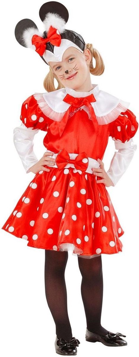 Mickey & Minnie Mouse Kostuum | Pluizig Oortjes Muis Minnie | Meisje | Maat 98 | Carnaval kostuum | Verkleedkleding